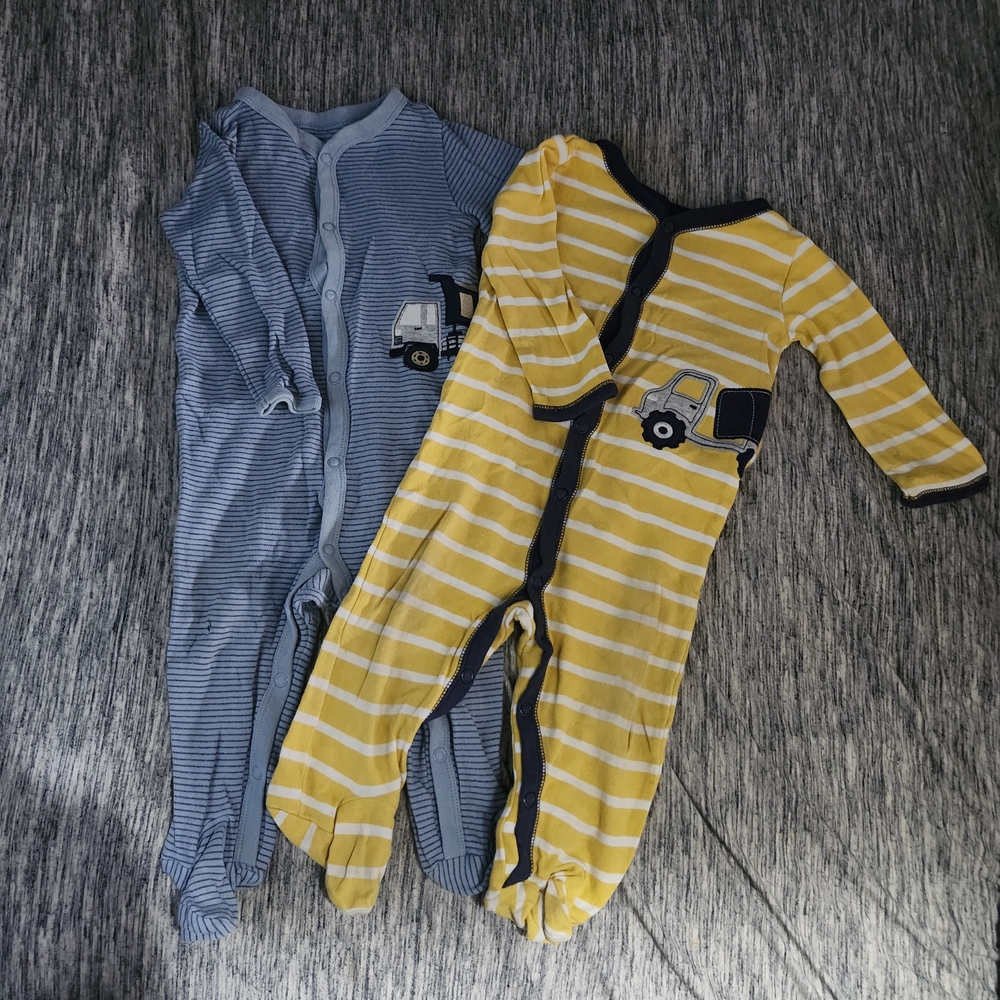 Carter's Striped Footies with Truck Design